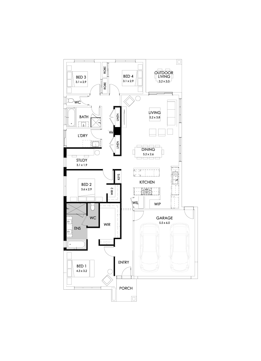25  Floor Floorplan (Bath to ensuite - Flipped)