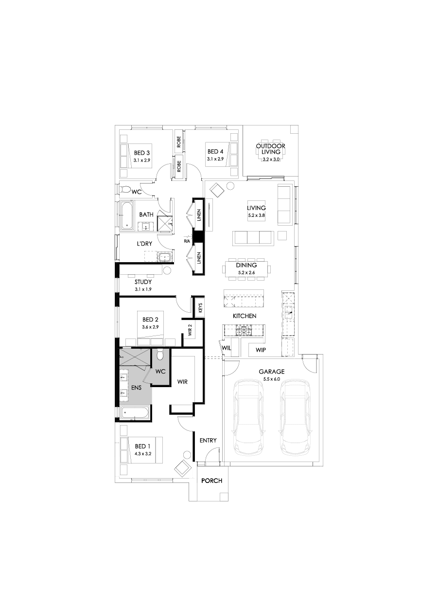 25  Floor Floorplan (Bath to ensuite - Flipped)