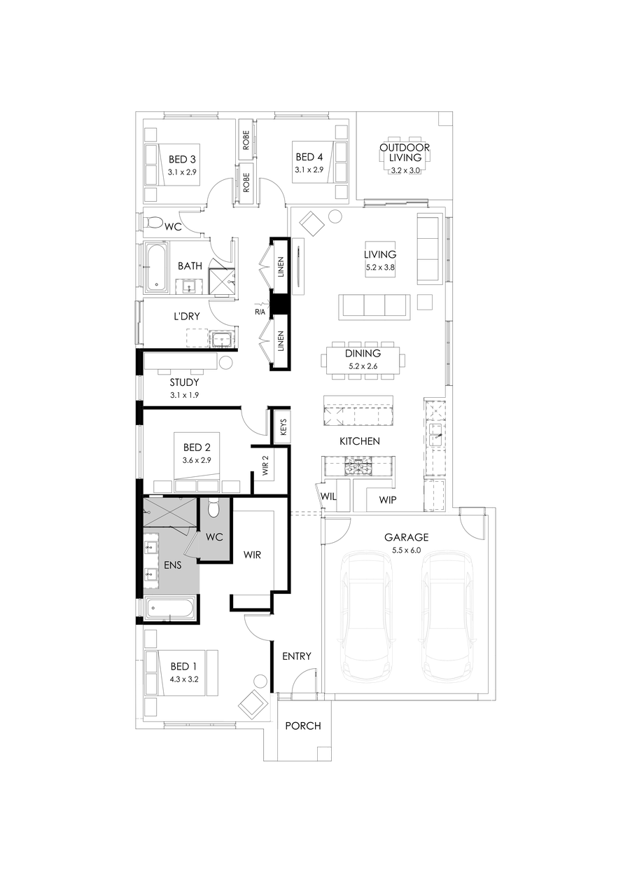25  Floor Floorplan (Bath to ensuite - Flipped)