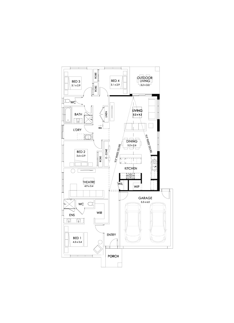 25  Floor Floorplan (Raked Ceiling 10.5 deg - Flipped)