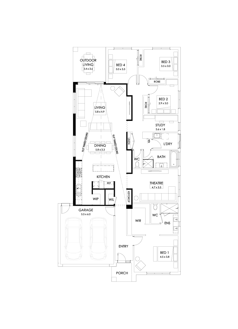 29  Floor Floorplan (Raked ceiling 10.5 deg with alternate kitchen  )