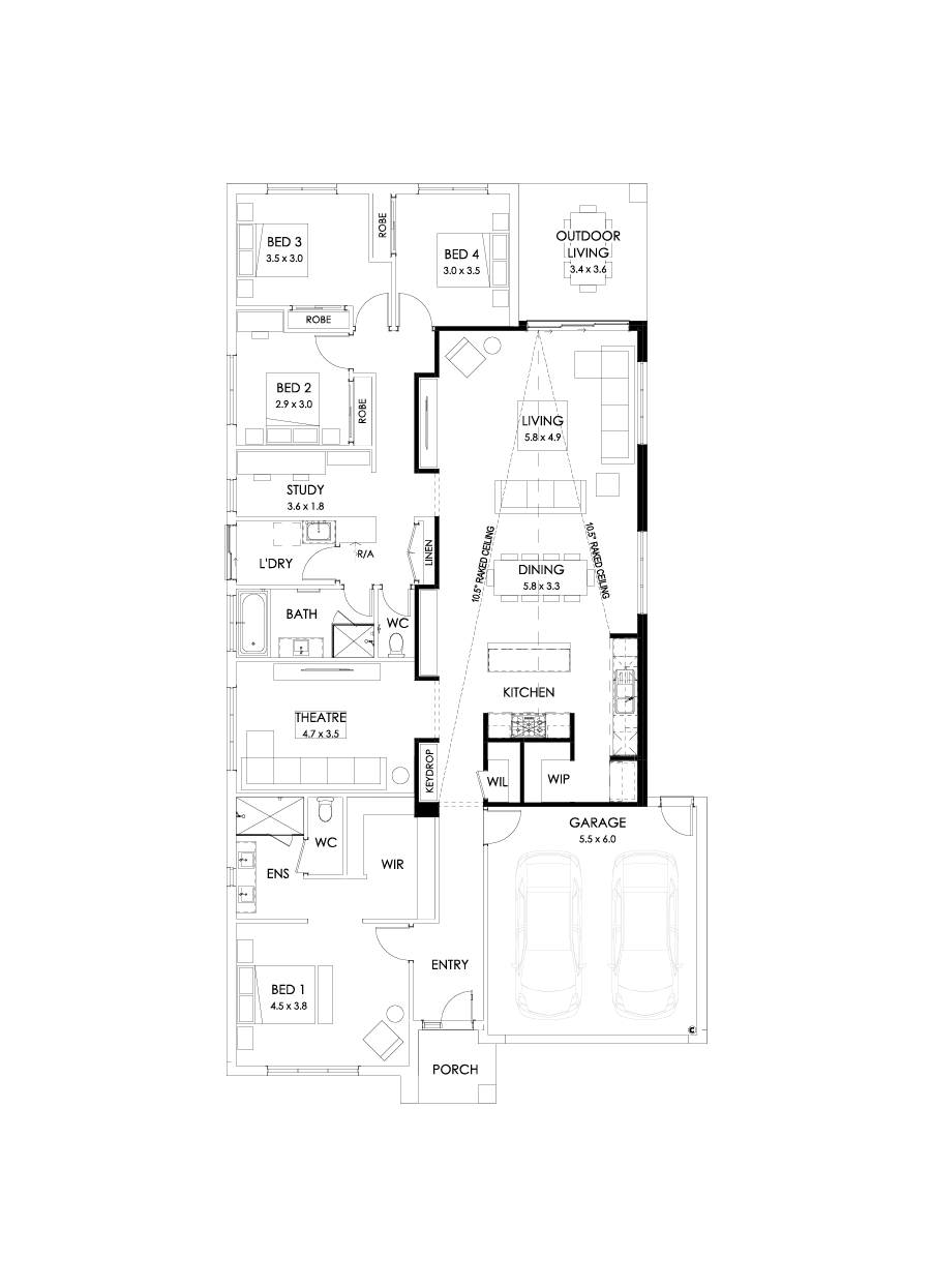 29  Floor Floorplan (Raked ceiling 10.5 deg  - Flipped)