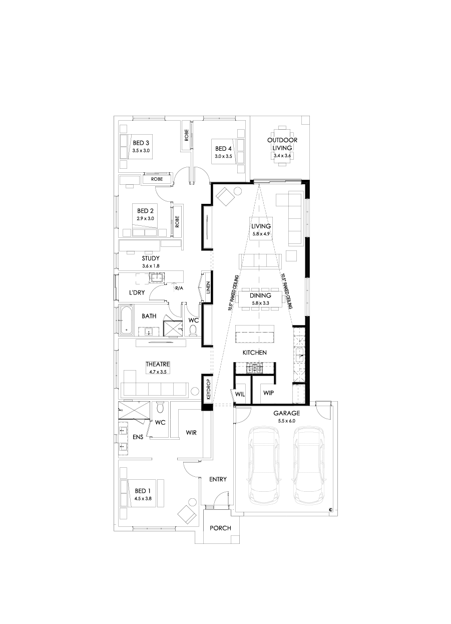 29  Floor Floorplan (Raked ceiling 10.5 deg  - Flipped)