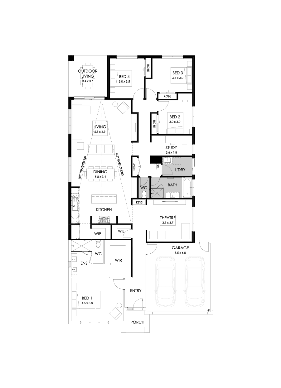 29  Floor Floorplan (Rear flip with raked ceiling 10.5 deg - Flipped)