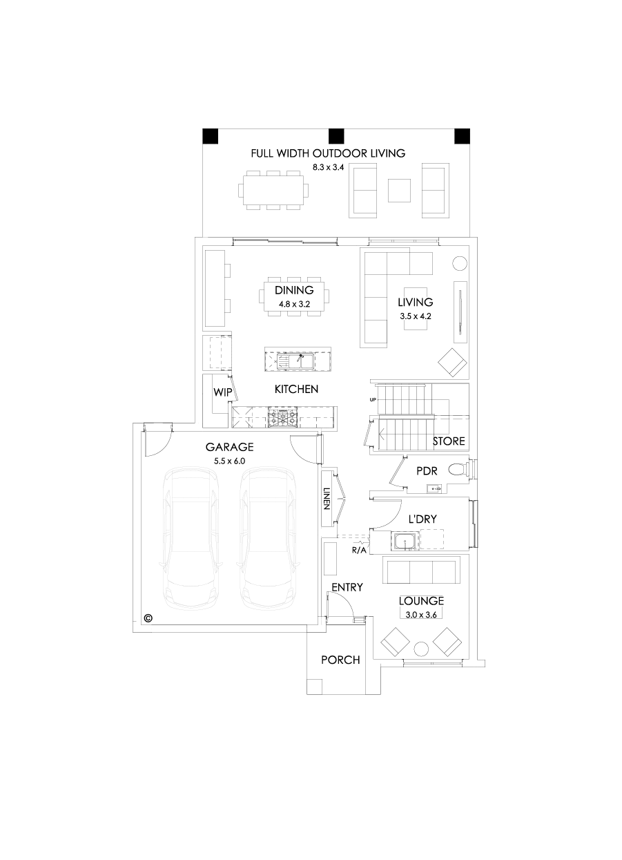 26 Ground Floor Floorplan (Full width outdoor living )