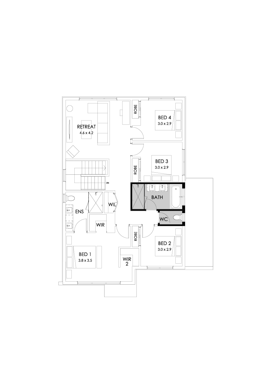 26 First Floor Floorplan (Bathroom upgrade  - Flipped)