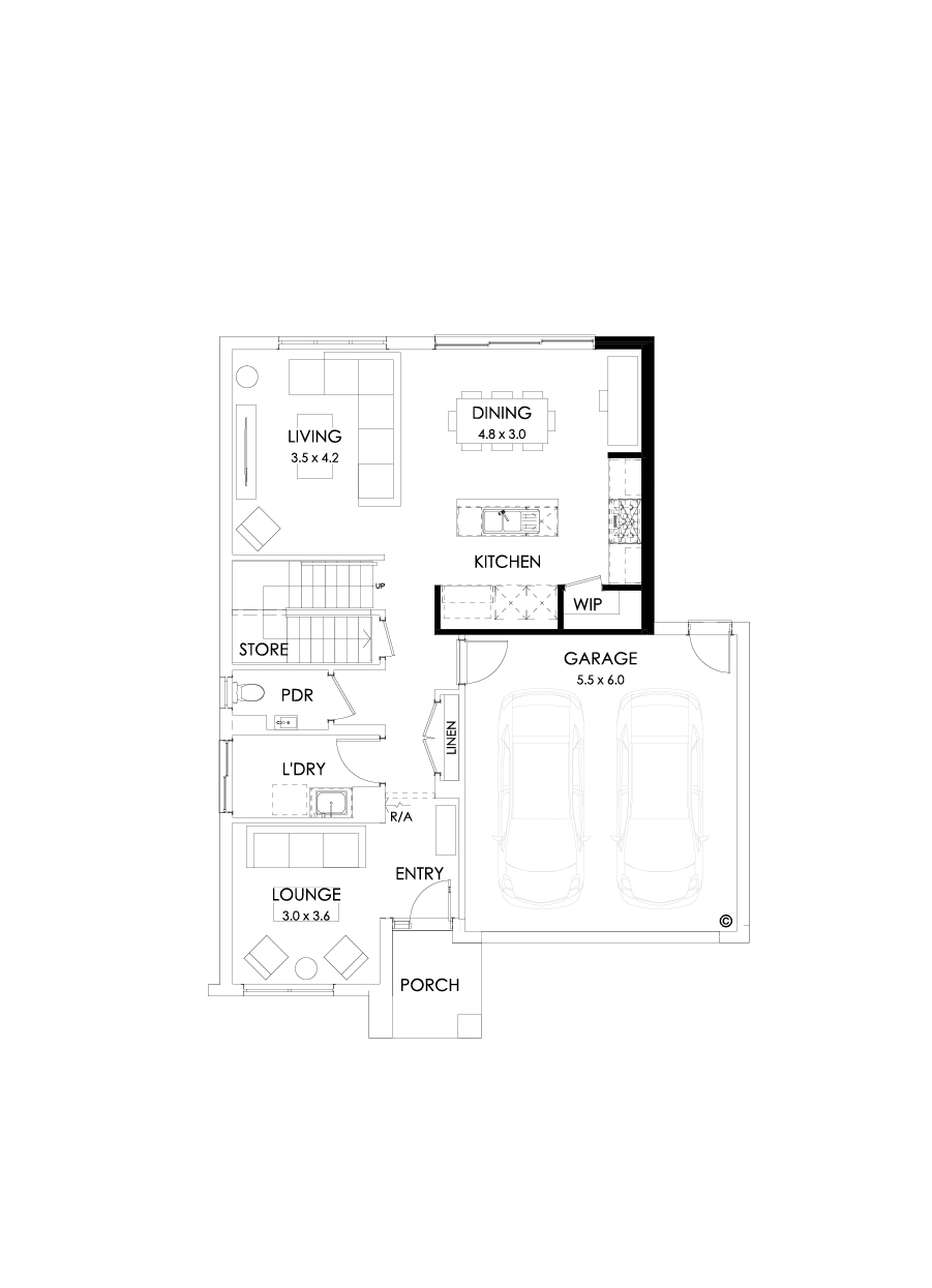 26 Ground Floor Floorplan (Alternate kitchen - Flipped)