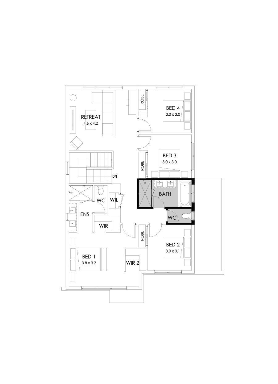 27 First Floor Floorplan (Bathroom upgrade - Flipped)