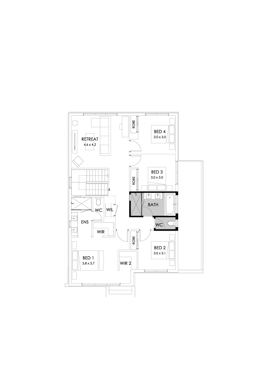 27 First Floor Floorplan (Bathroom upgrade - Flipped)