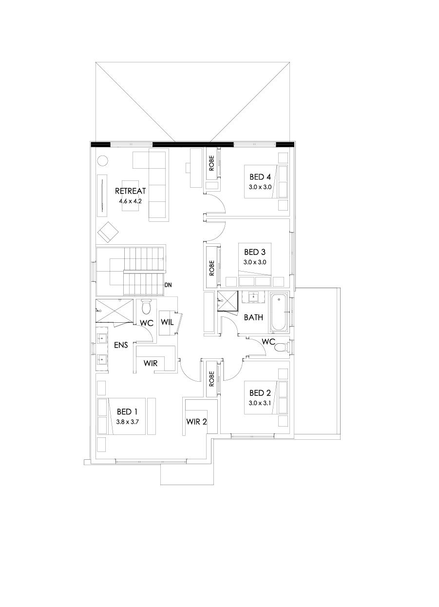27 First Floor Floorplan (Full width outdoor living  - Flipped)