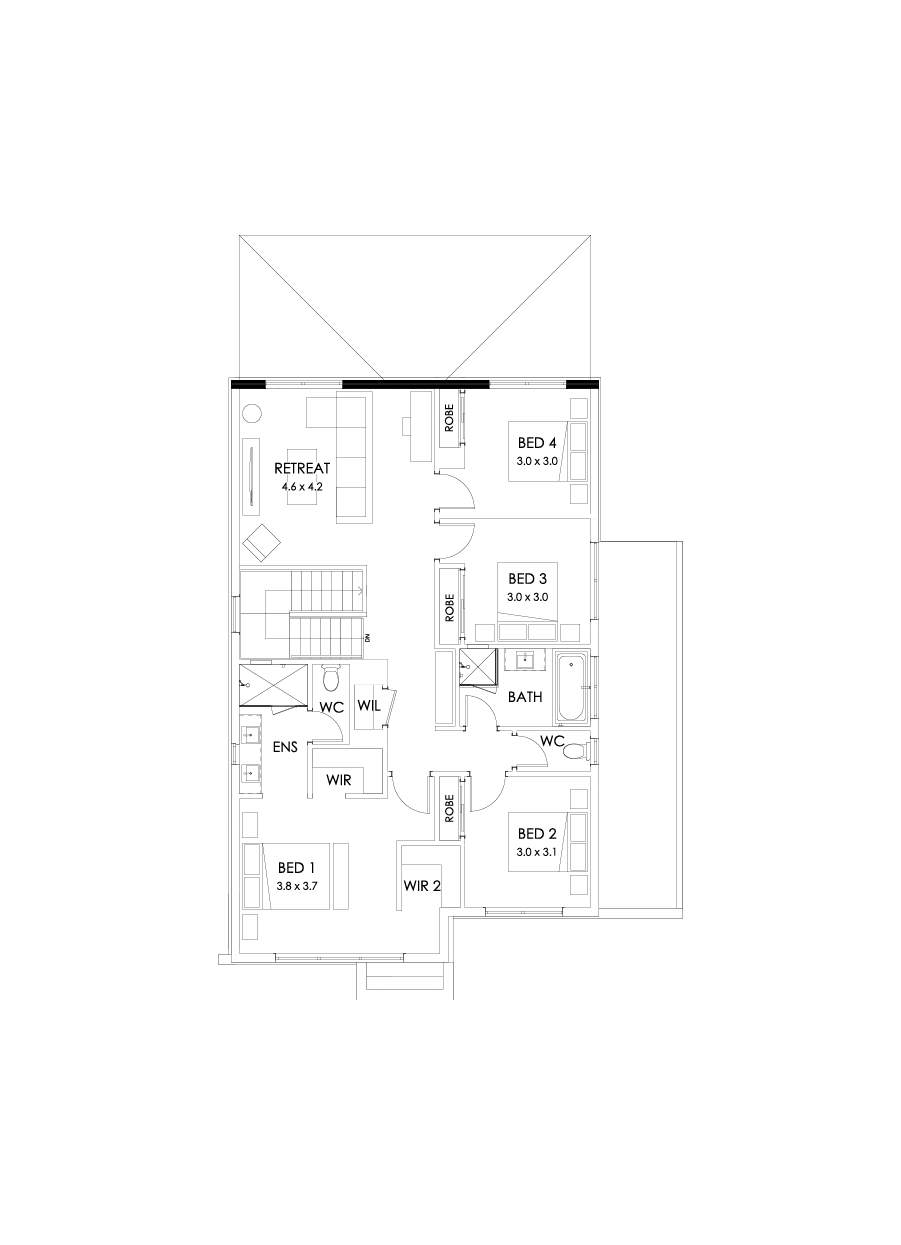 27 First Floor Floorplan (Full width outdoor living  - Flipped)