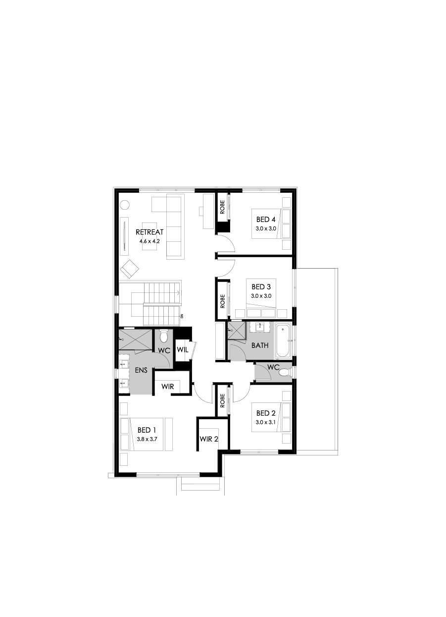 27 First Floor Floorplan (Standard  - Flipped)