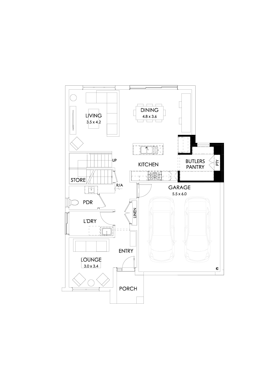 27 Ground Floor Floorplan (Butler's pantry - Included - Flipped)