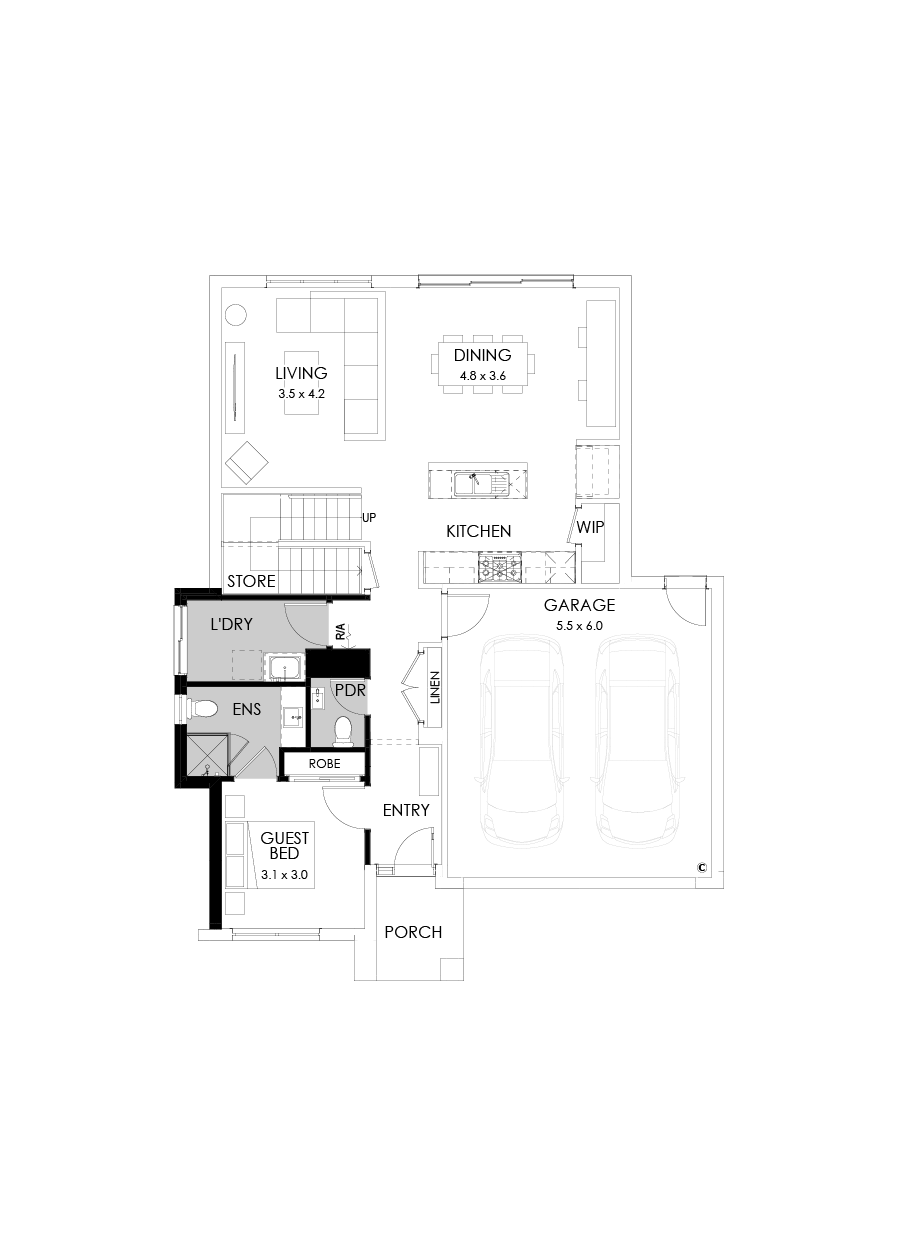 27 Ground Floor Floorplan (Guest bedroom - Flipped)