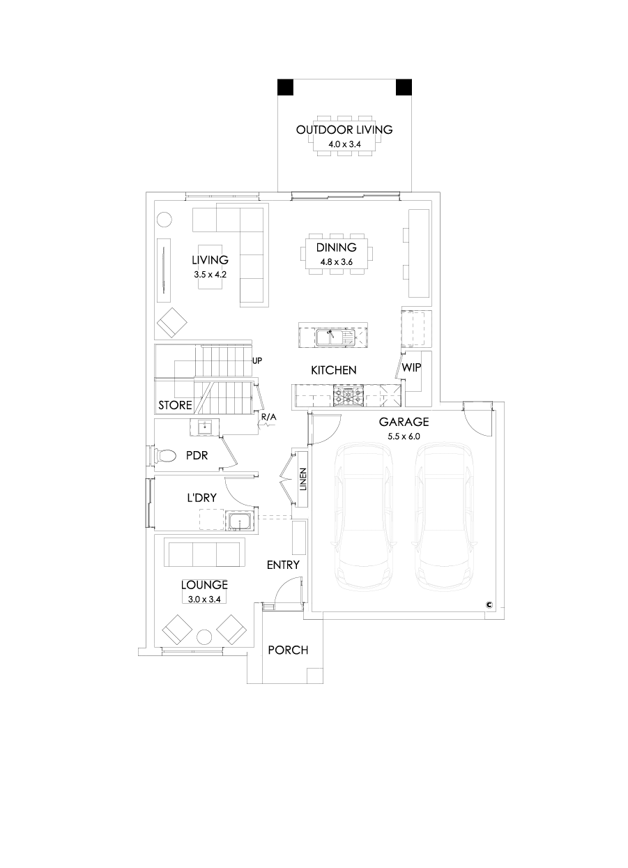 27 Ground Floor Floorplan (Outdoor living  - Flipped)
