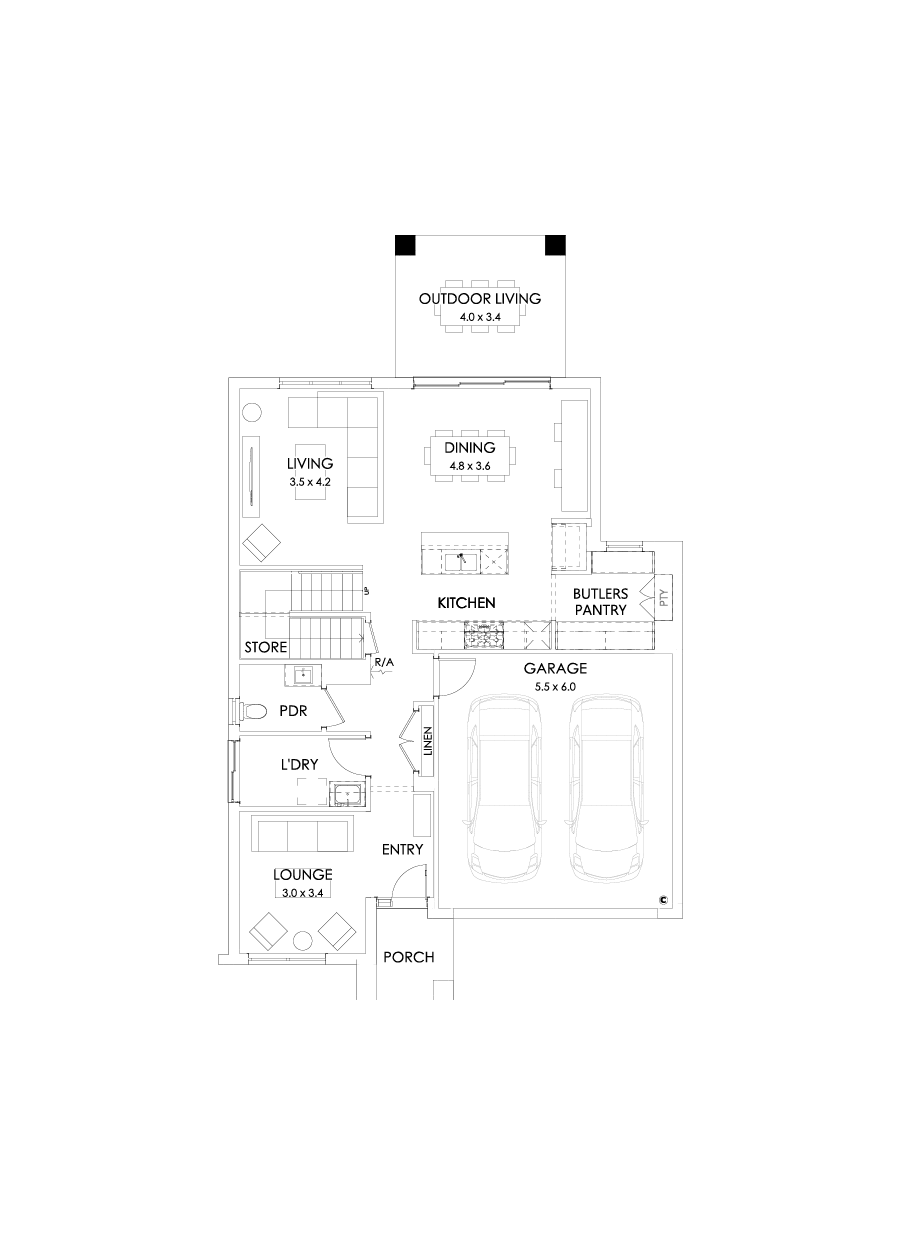 27 Ground Floor Floorplan (Outdoor living  - Flipped)