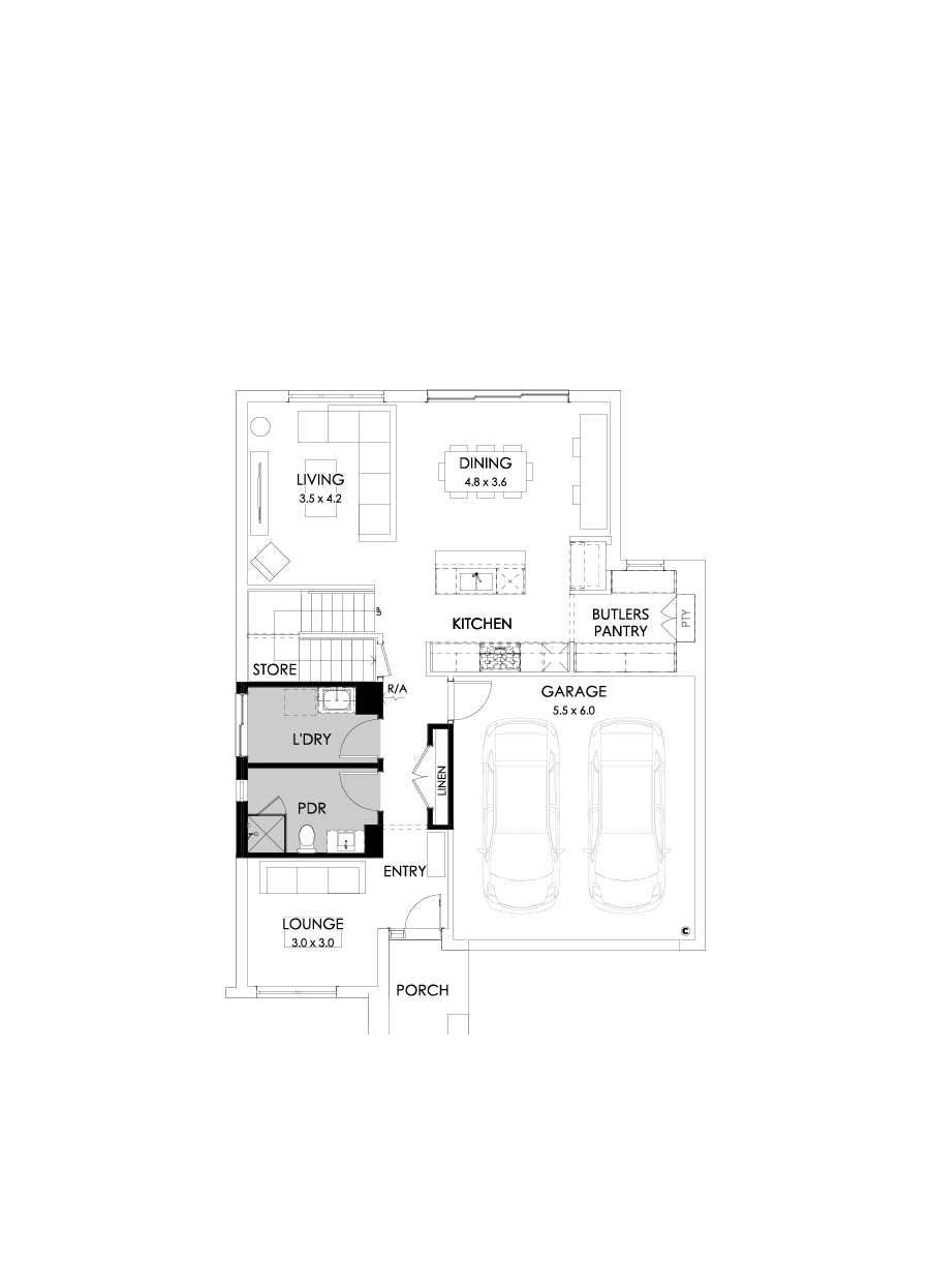 27 Ground Floor Floorplan (Shower to powder  - Flipped)