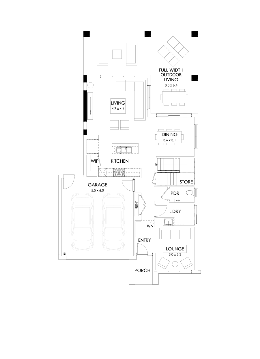 29 Ground Floor Floorplan (Full width outdoor living)