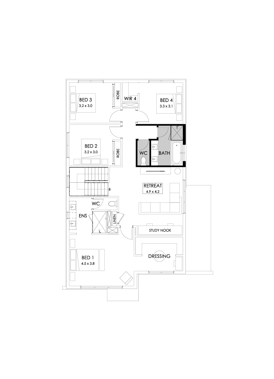 29 First Floor Floorplan (Bathroom upgrade - Flipped)