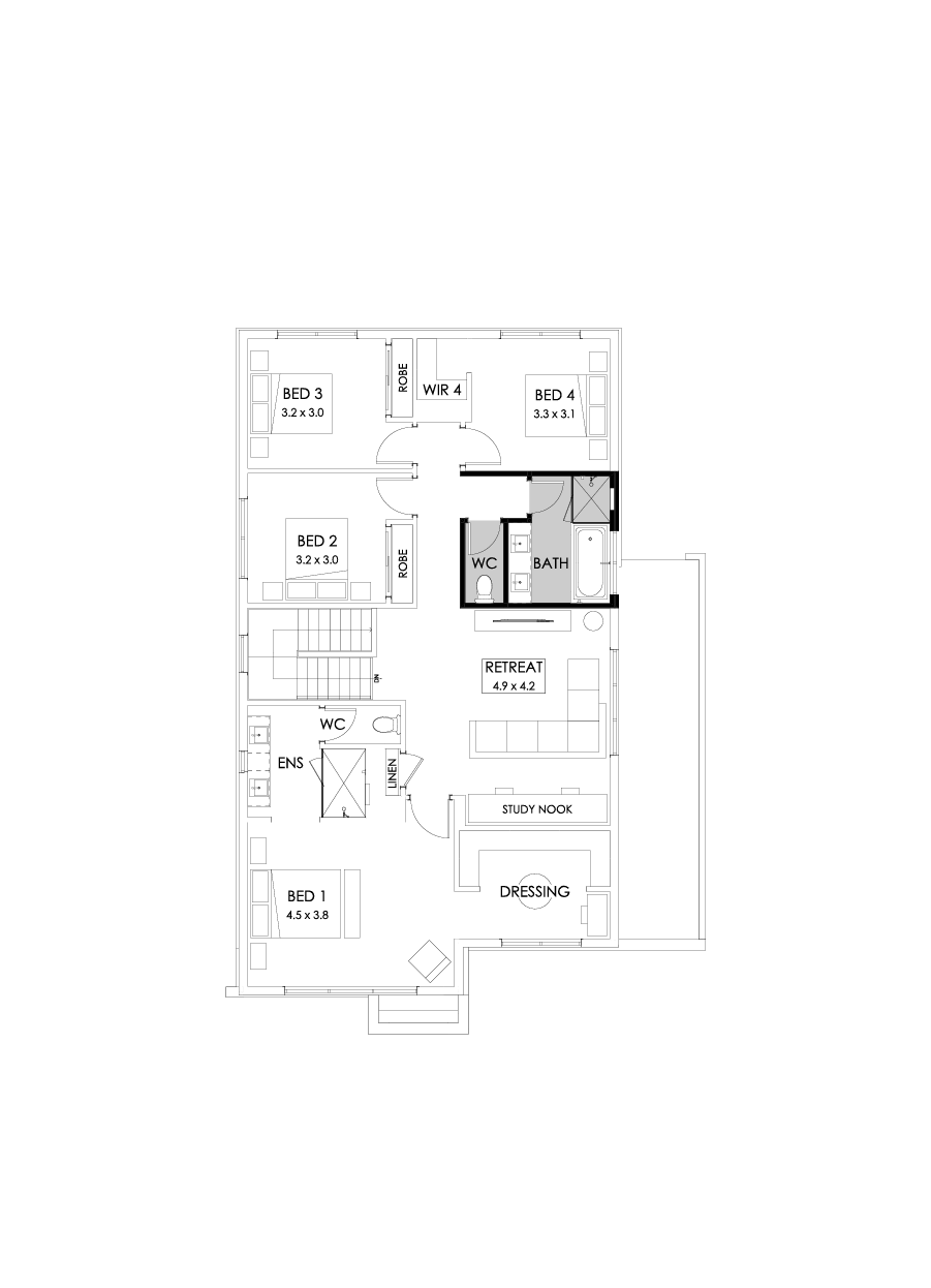 29 First Floor Floorplan (Bathroom upgrade - Flipped)