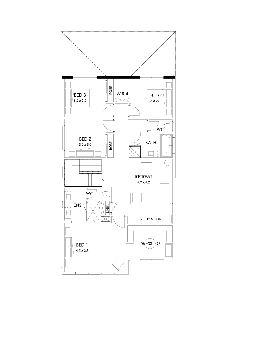 29 First Floor Floorplan (Full width outdoor living - Flipped)