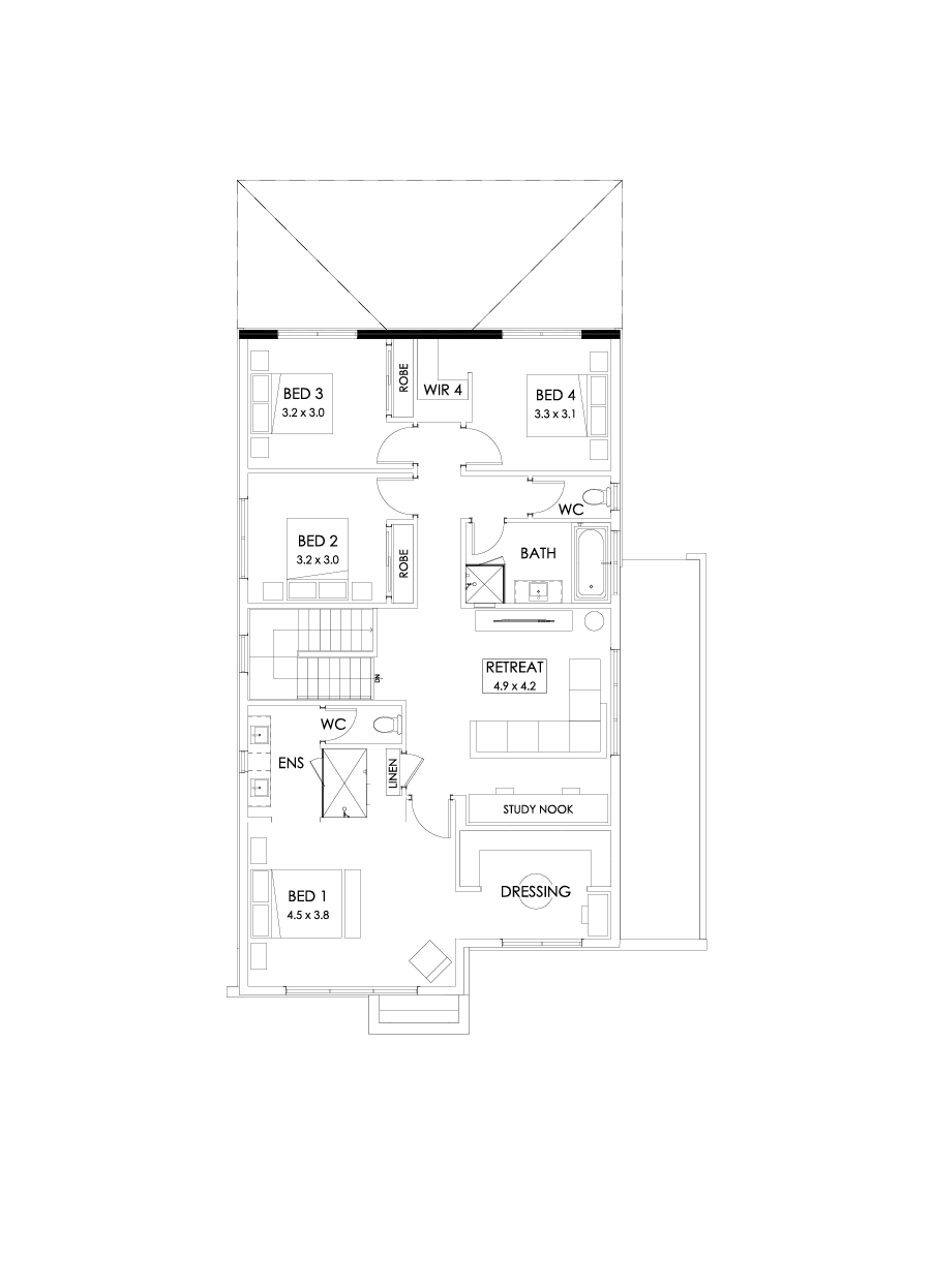 29 First Floor Floorplan (Full width outdoor living - Flipped)