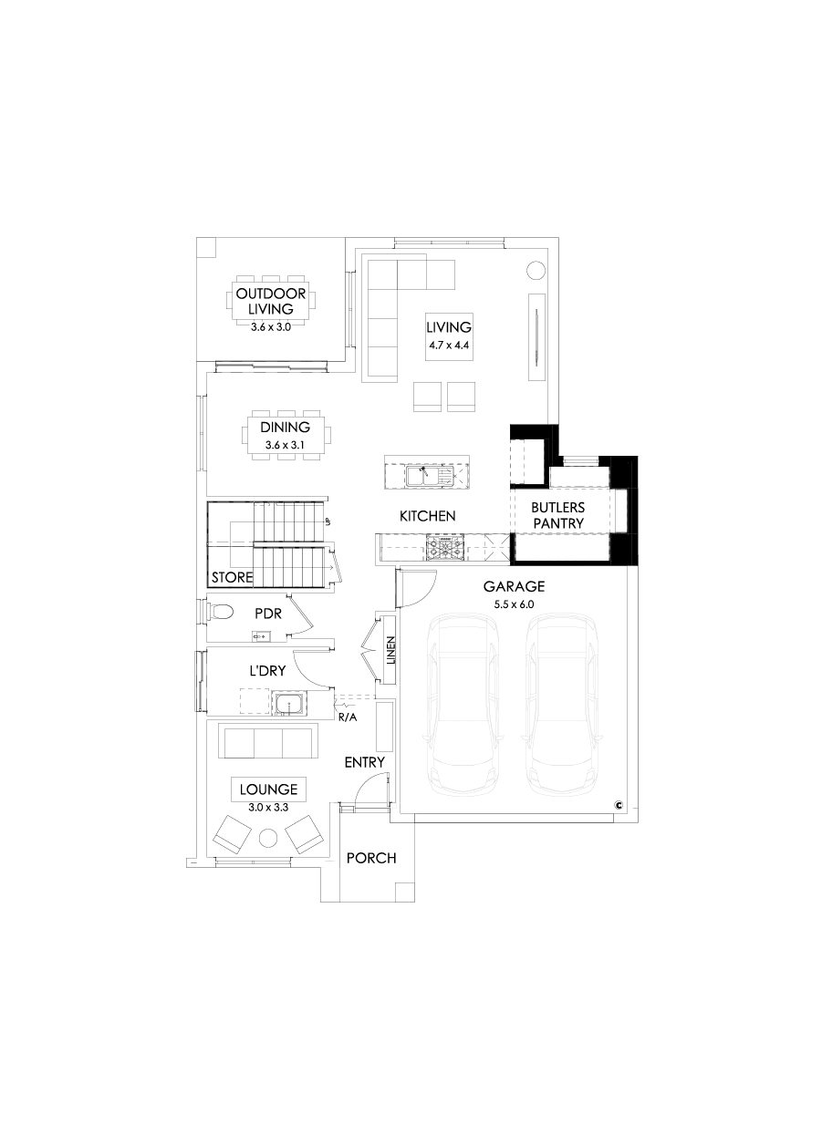 29 Ground Floor Floorplan (Butler's pantry - Included - Flipped)
