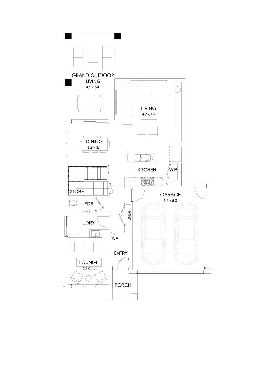 29 Ground Floor Floorplan (Grand outdoor living  - Flipped)