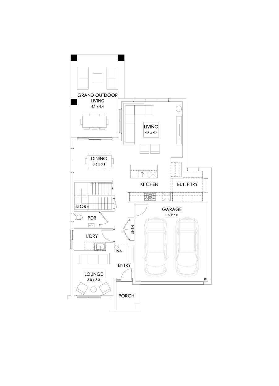 29 Ground Floor Floorplan (Grand outdoor living  - Flipped)