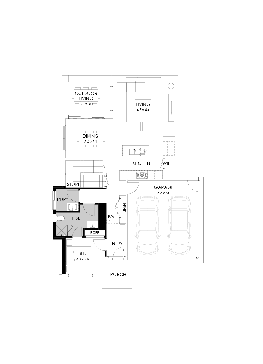 29 Ground Floor Floorplan (Guest bedroom - Flipped)