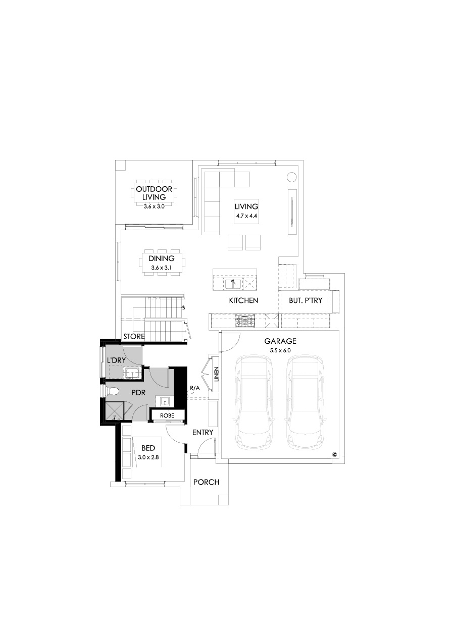 29 Ground Floor Floorplan (Guest bedroom - Flipped)