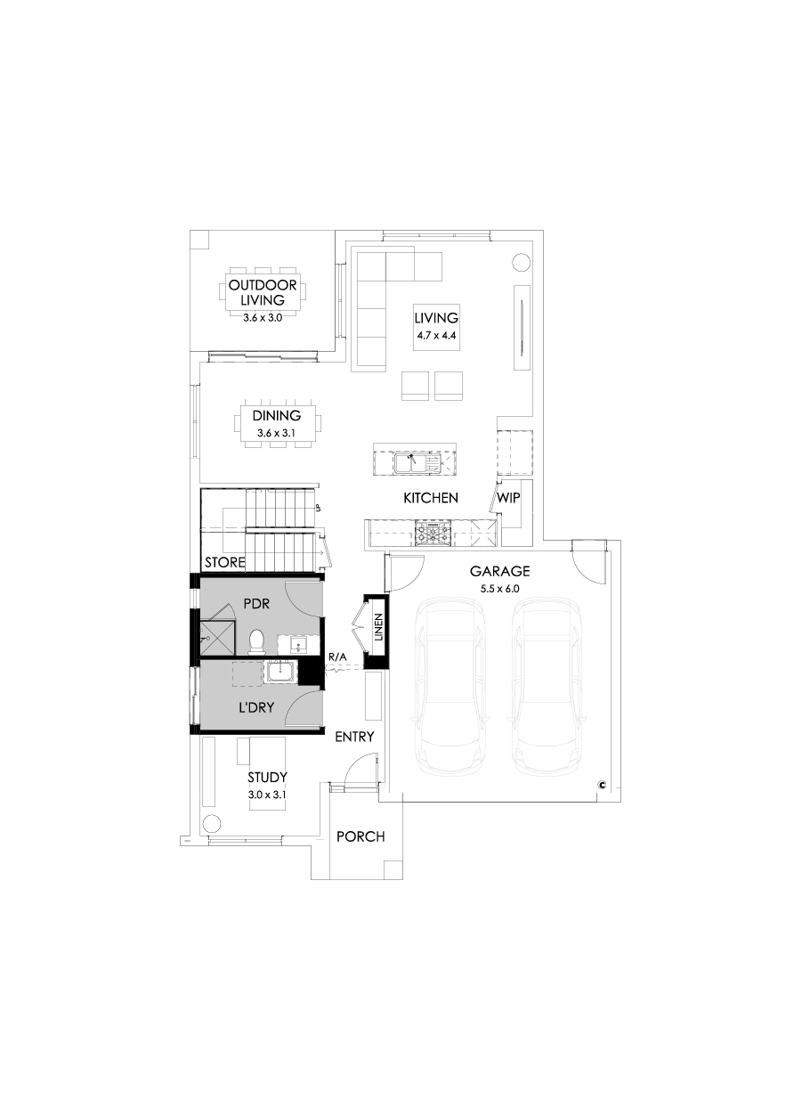 29 Ground Floor Floorplan (Shower to powder  - Flipped)