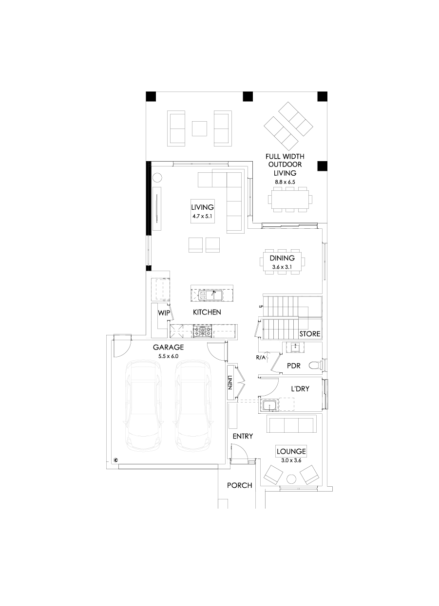 31 Ground Floor Floorplan (Full width outdoor living)