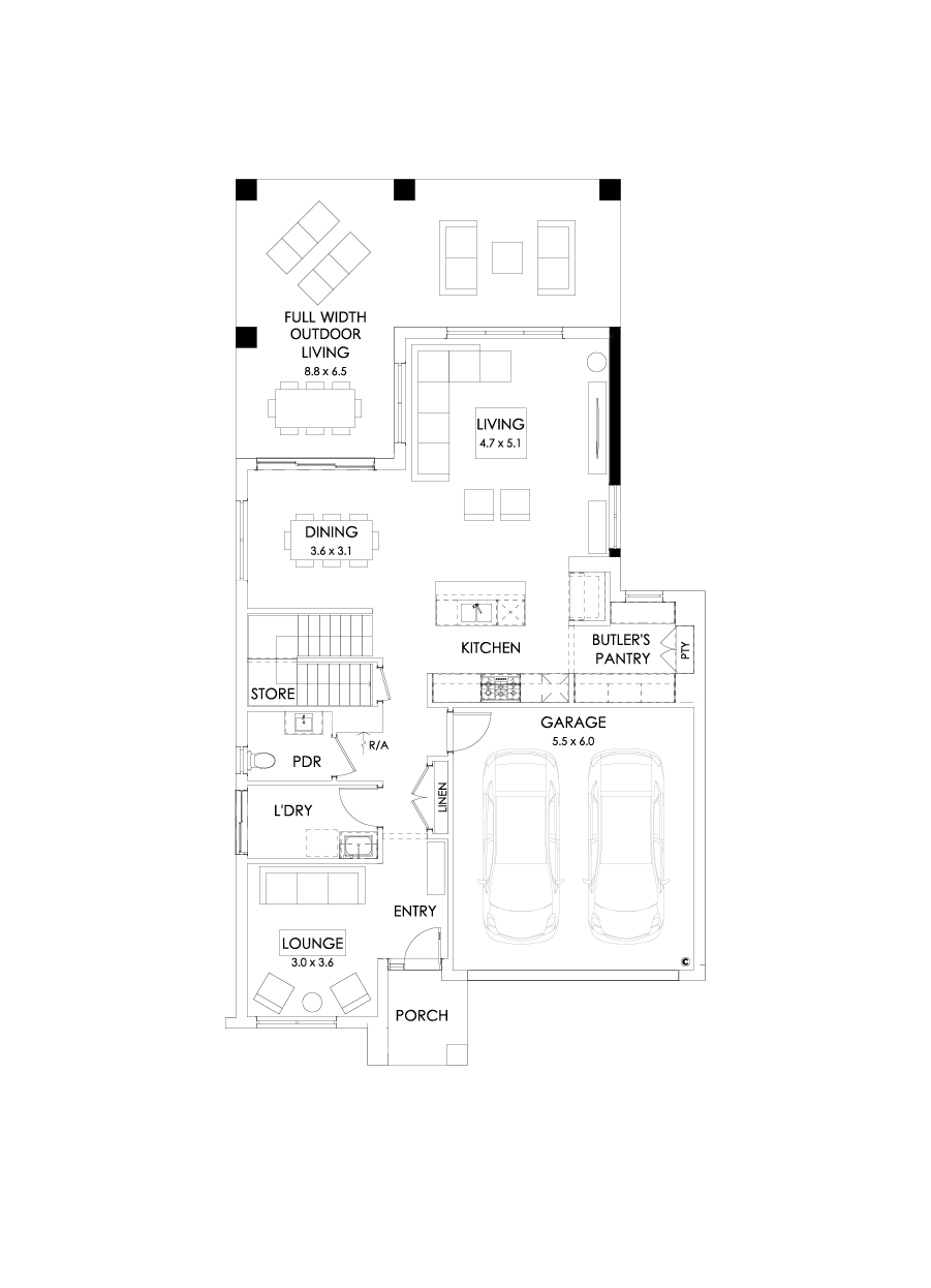 31 Ground Floor Floorplan (Full width outdoor living)