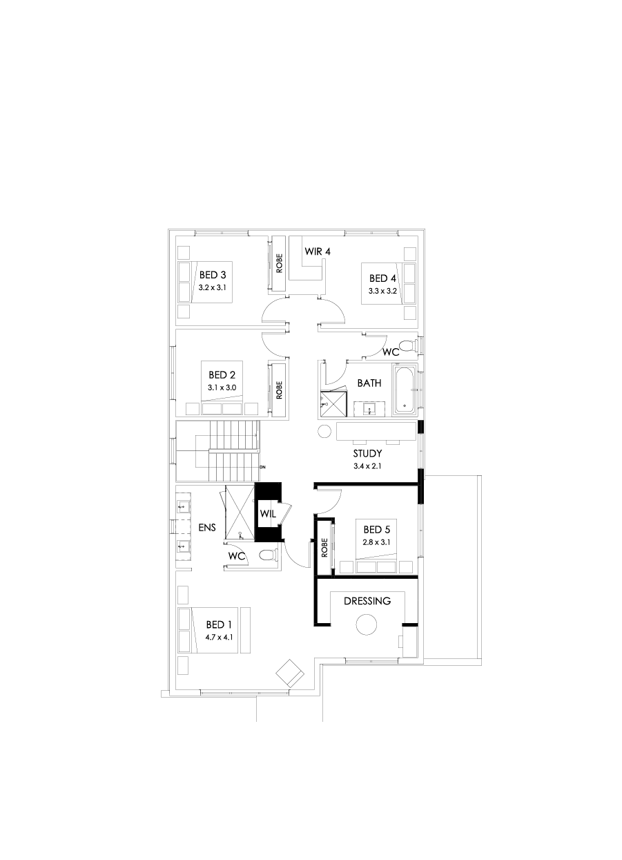 31 First Floor Floorplan (5th bedroom  - Flipped)