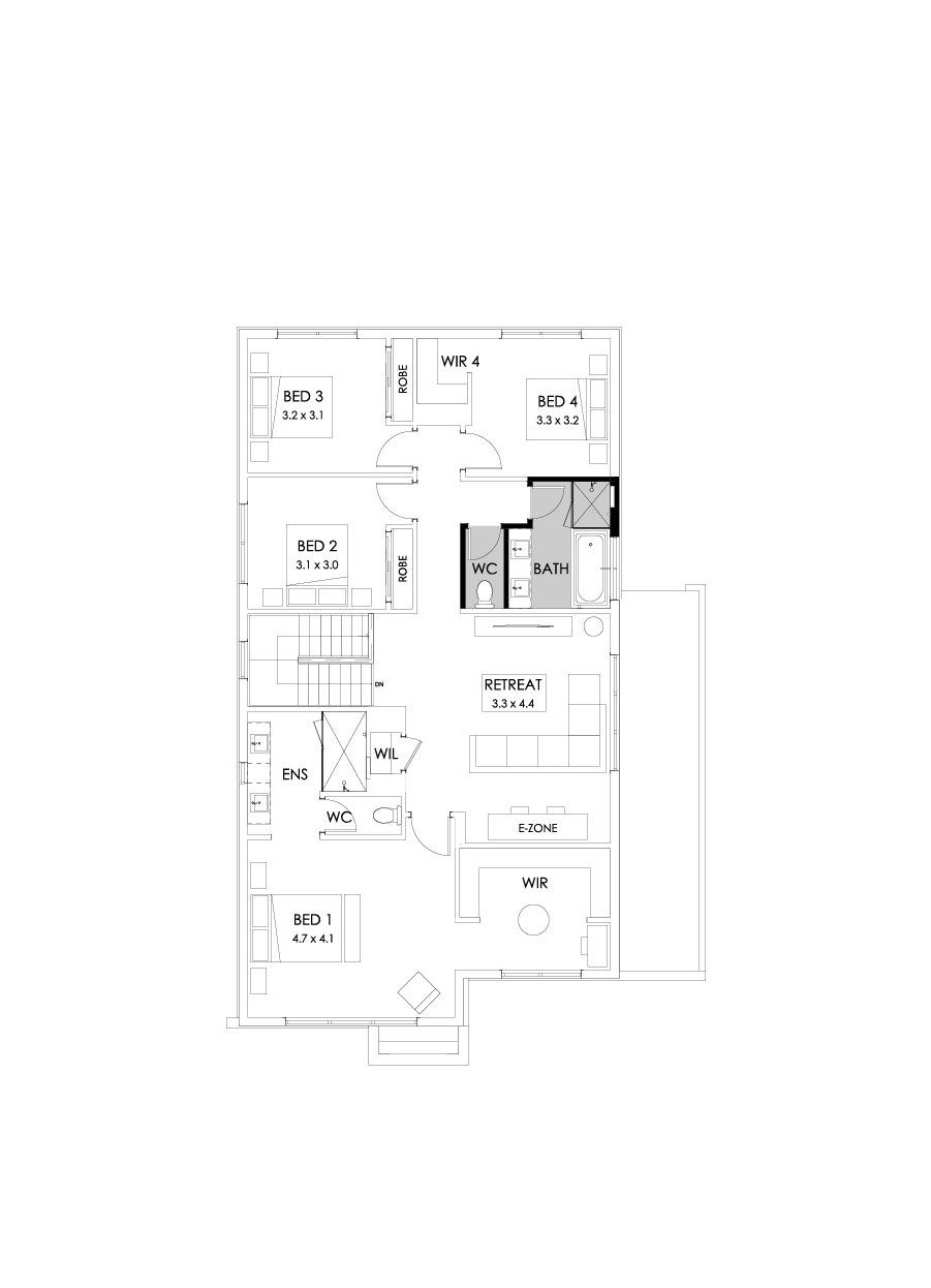 31 First Floor Floorplan (Bathroom upgrade - Flipped)