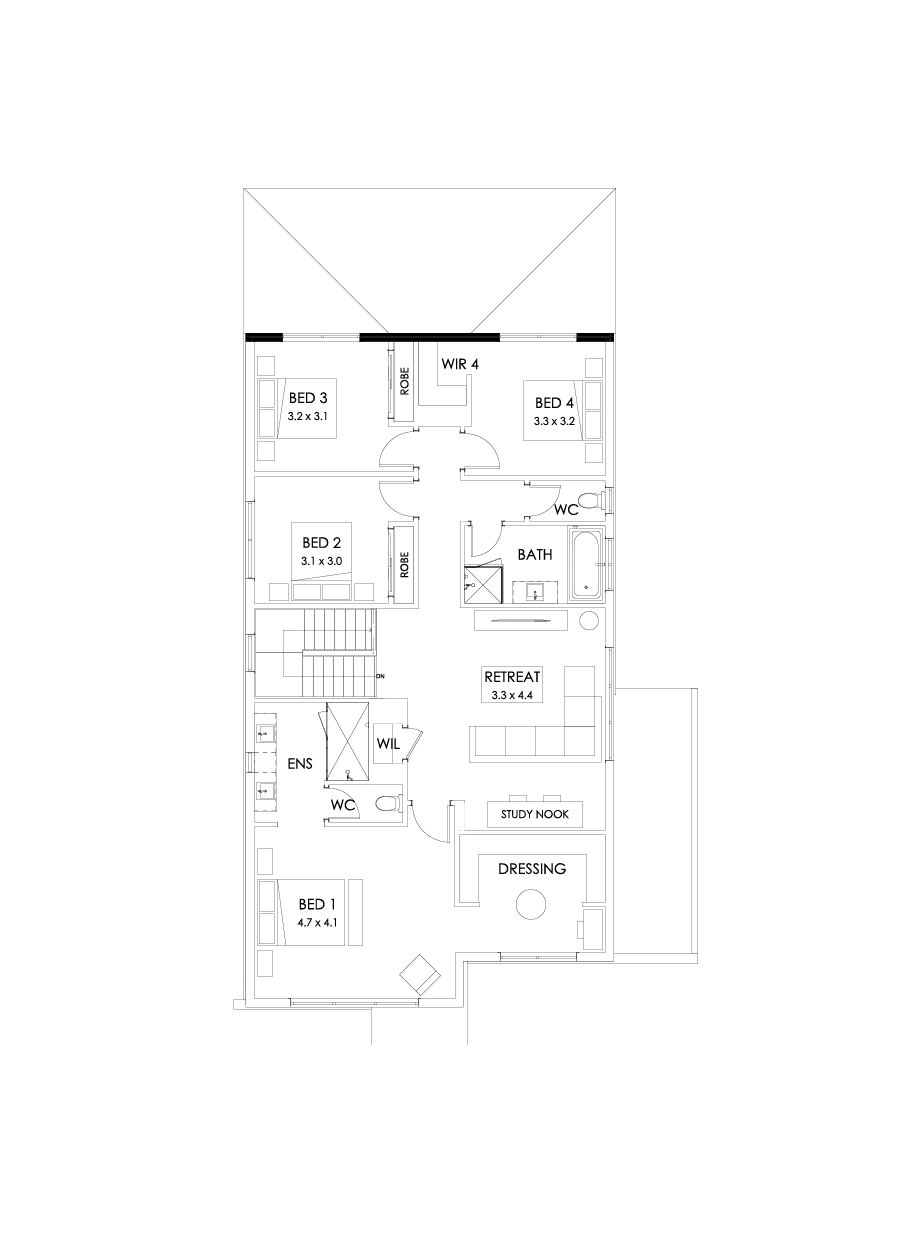 31 First Floor Floorplan (Full width outdoor living - Flipped)