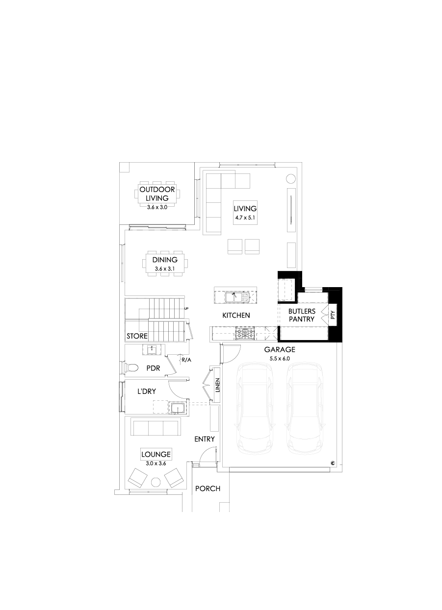 31 Ground Floor Floorplan (Butler's pantry - Included - Flipped)