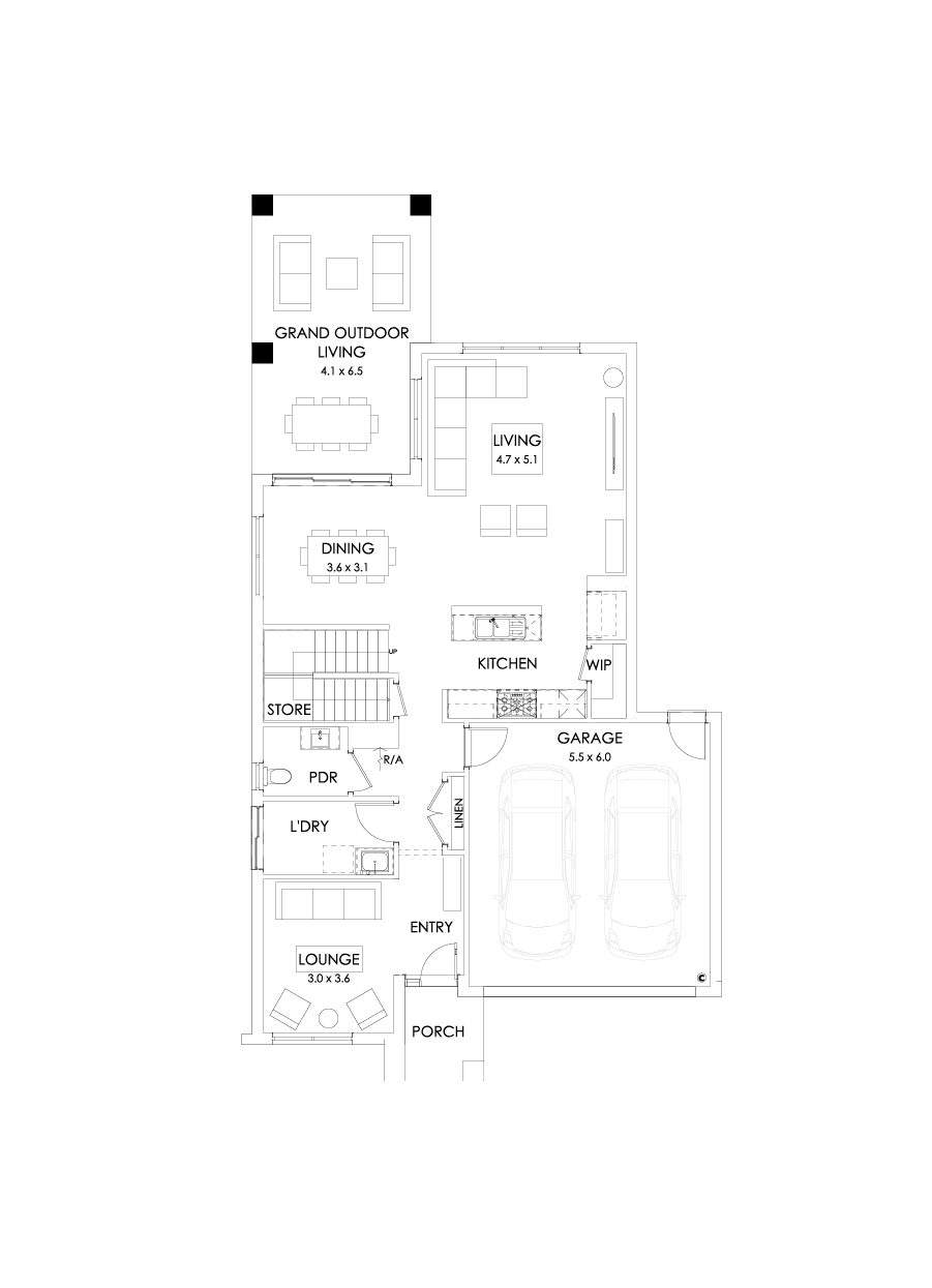 31 Ground Floor Floorplan (Grand outdoor living  - Flipped)
