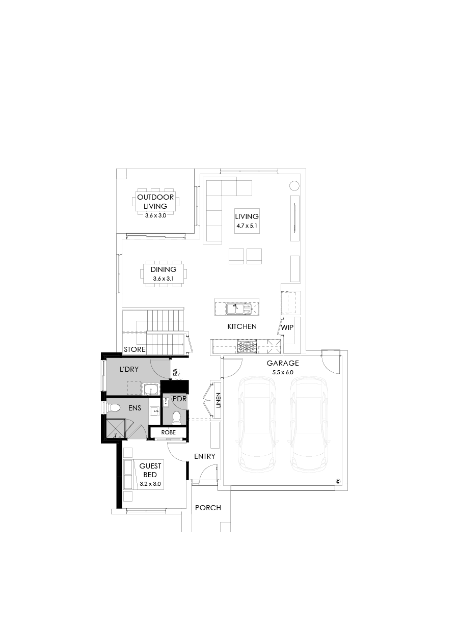 31 Ground Floor Floorplan (Guest bedroom - Flipped)
