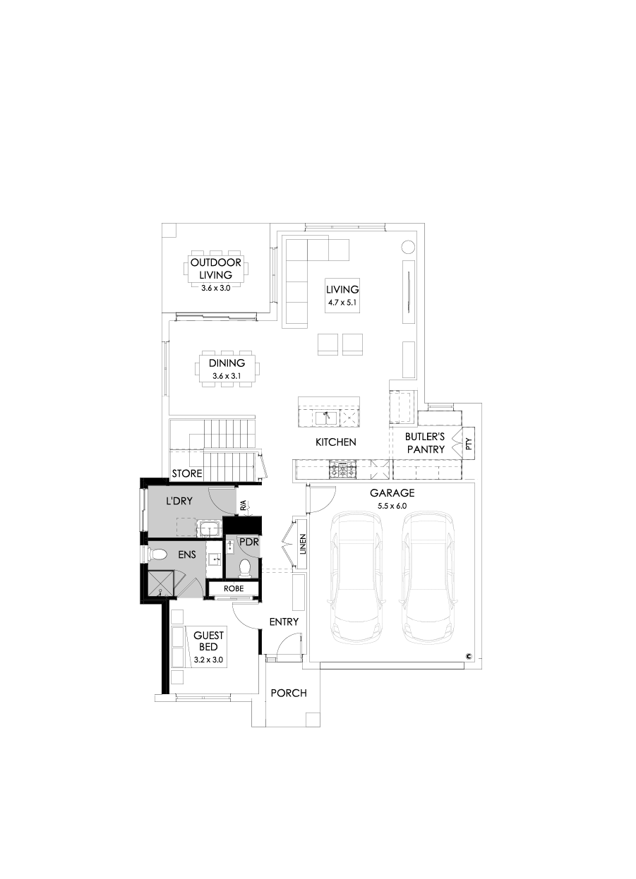 31 Ground Floor Floorplan (Guest bedroom - Flipped)
