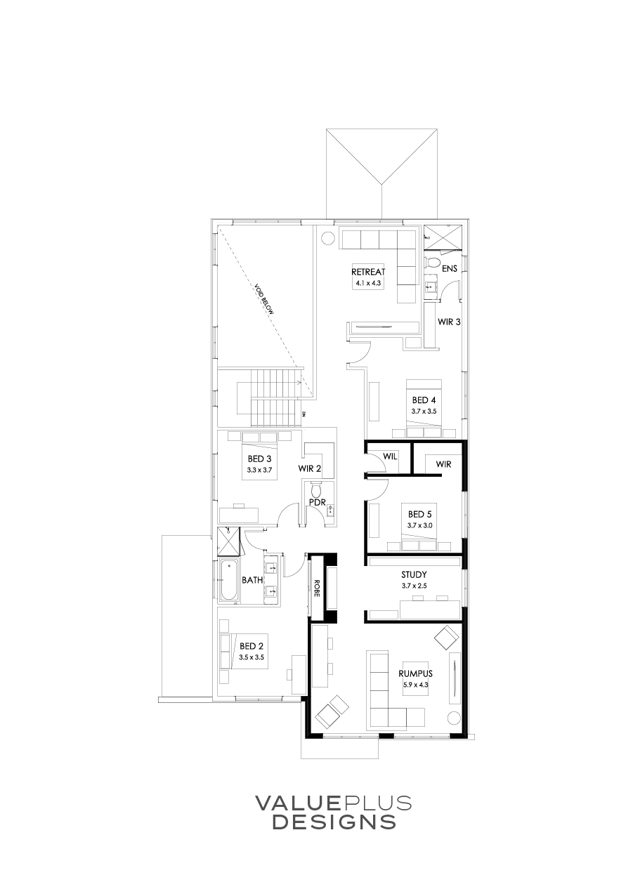 45 First Floor Floorplan (Alternate Bed 1)