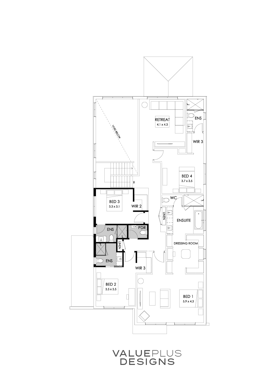 45 First Floor Floorplan (Ensuite to All Bedrooms)