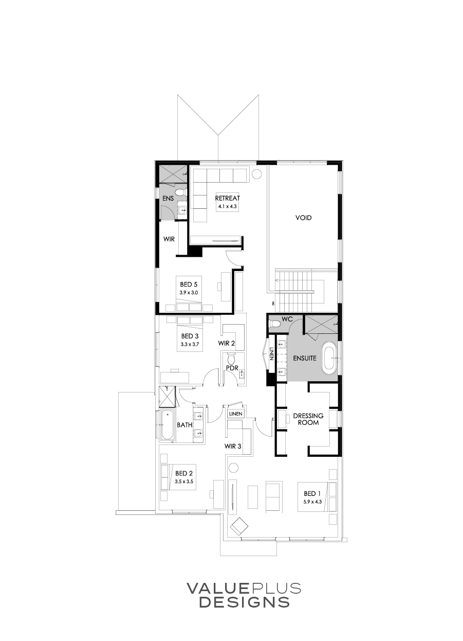 45 First Floor Floorplan (Rear Flip with Butlers Pantry)