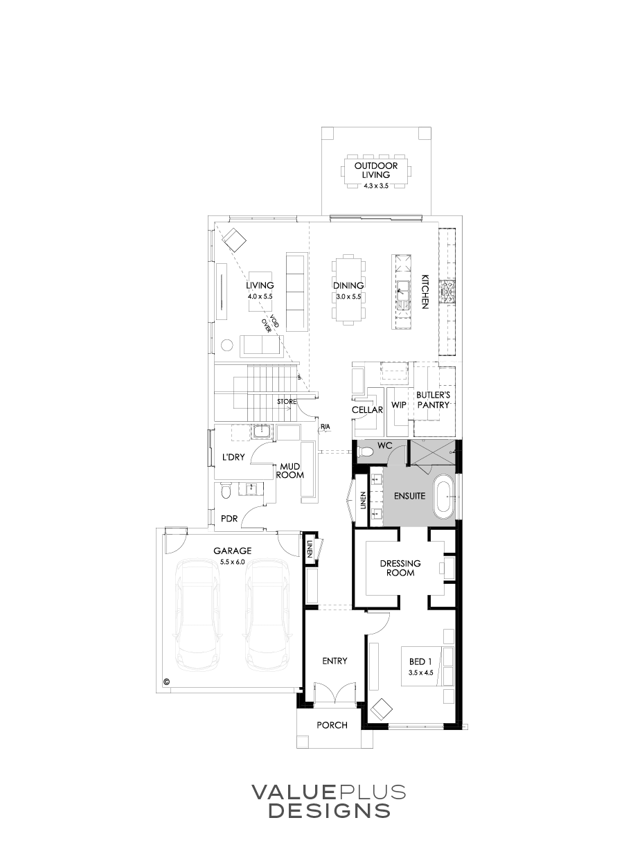 45 Ground Floor Floorplan (Alternate Bed 1)