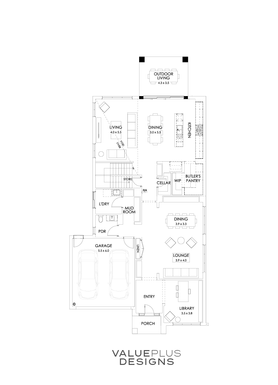 45 Ground Floor Floorplan (Rear Balcony)