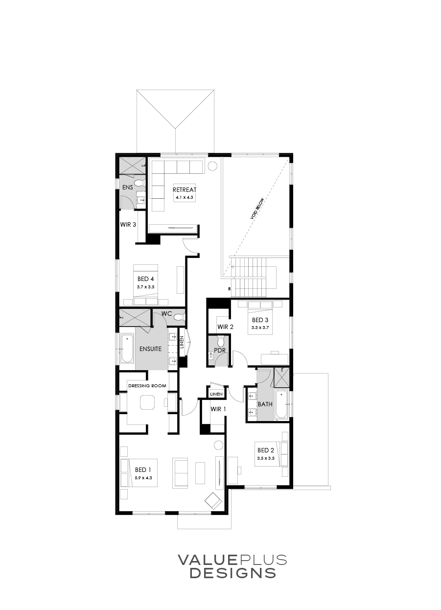 45 First Floor Floorplan (Standard  - Flipped)
