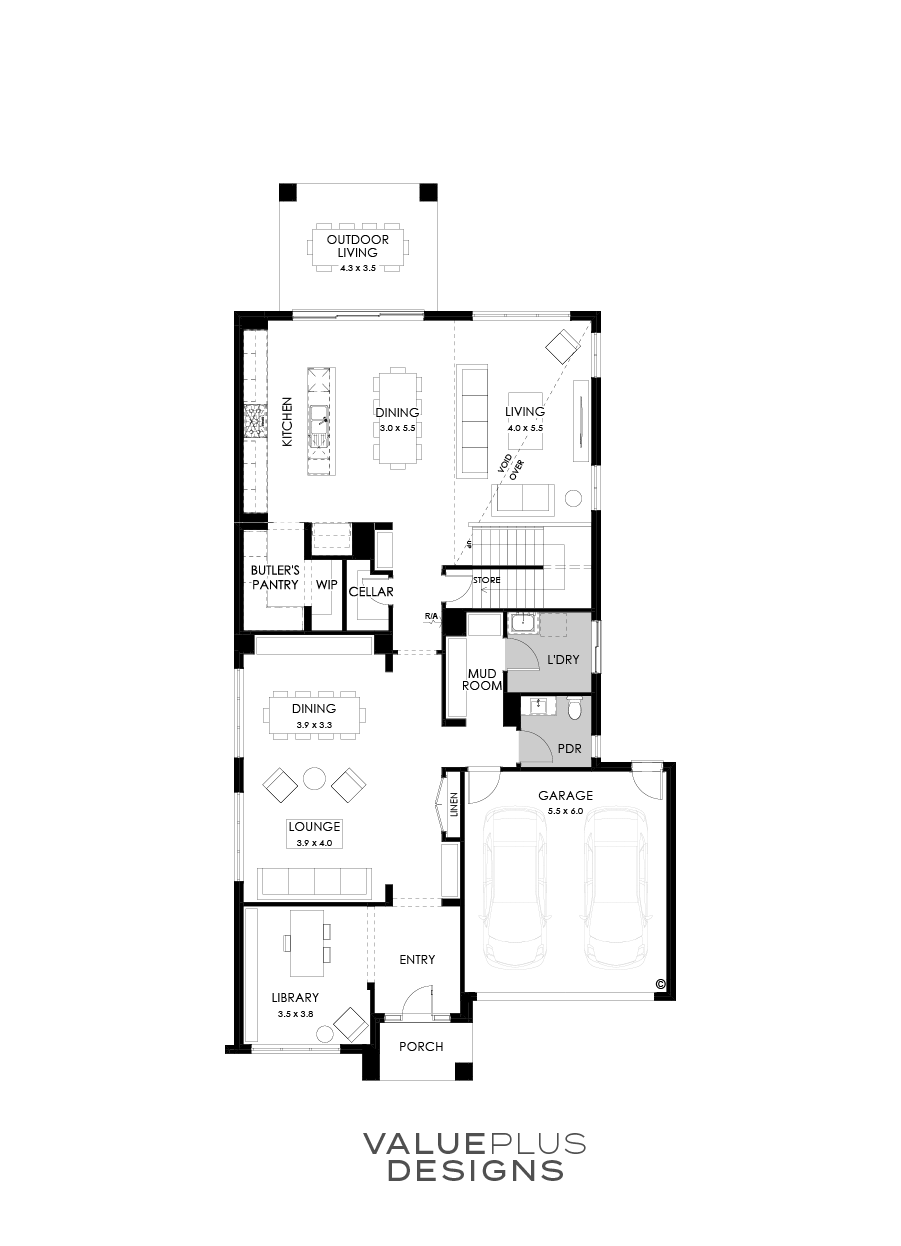 45 Ground Floor Floorplan (Standard  - Flipped)