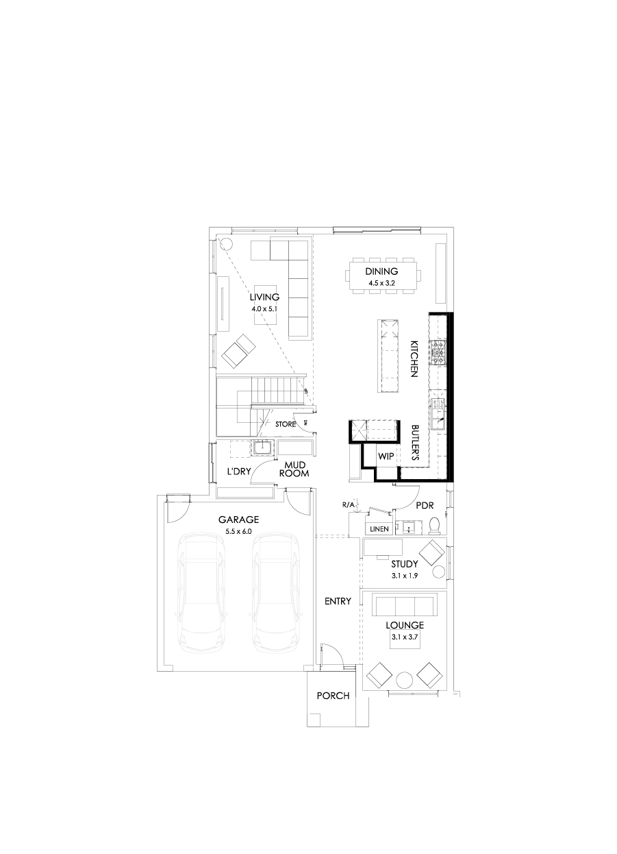 33 Ground Floor Floorplan (Alternate kitchen)