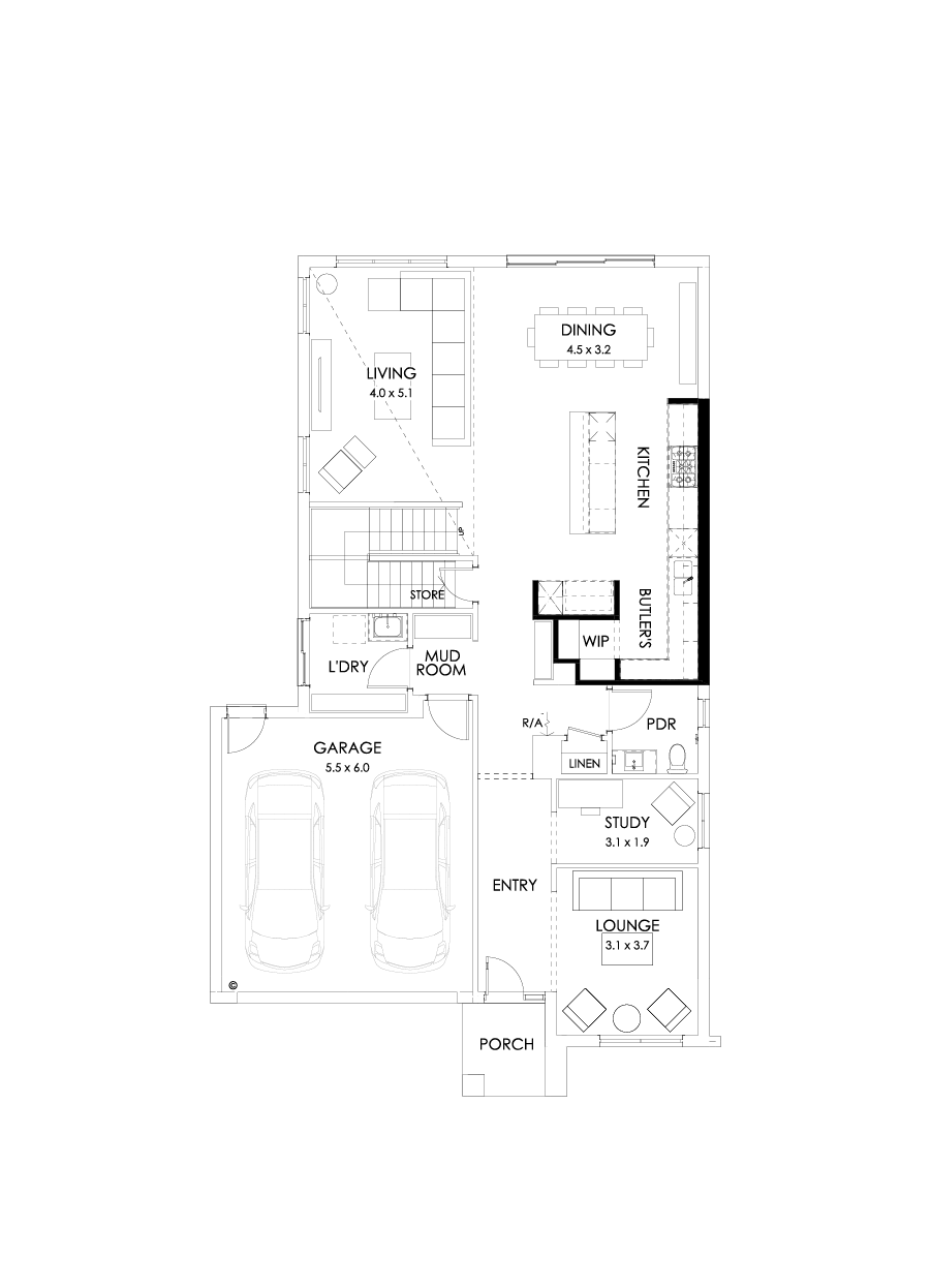 33 Ground Floor Floorplan (Alternate kitchen)